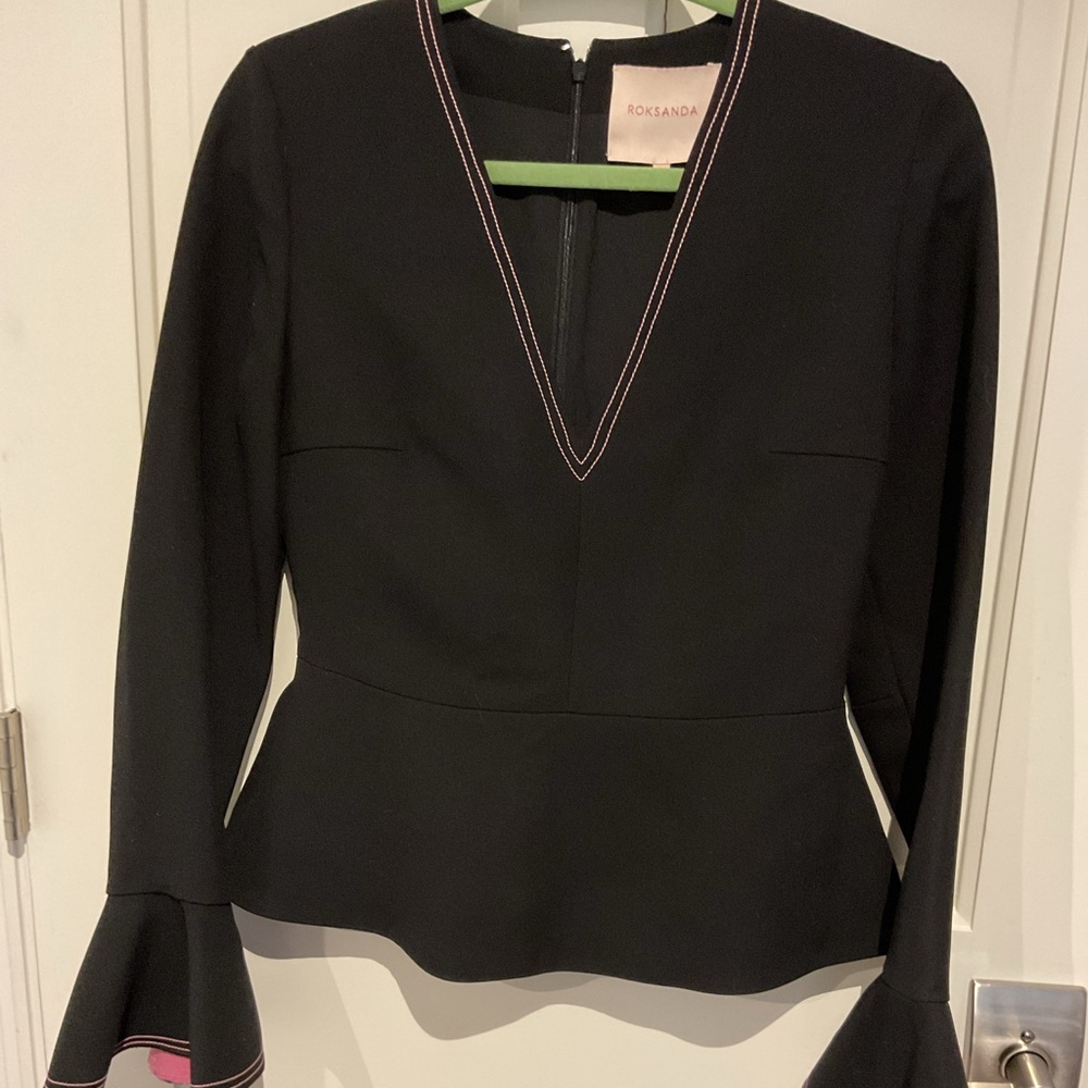 Roksanda Ilincic Black Top with Pink Trim